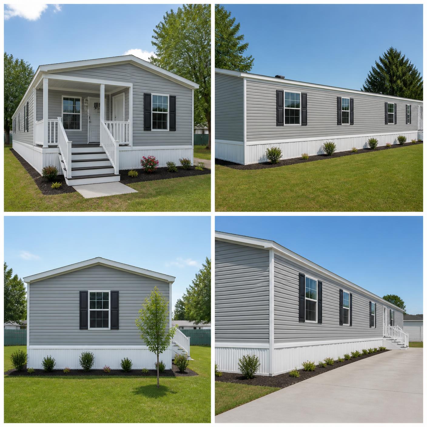 Modern manufactured home with covered porch